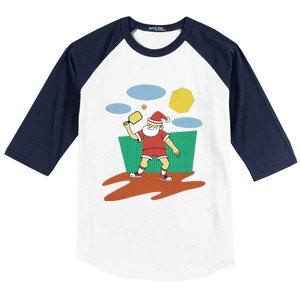 Pickleball Santa Claus Baseball Sleeve Shirt