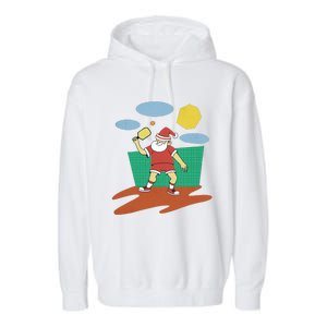 Pickleball Santa Claus Garment-Dyed Fleece Hoodie