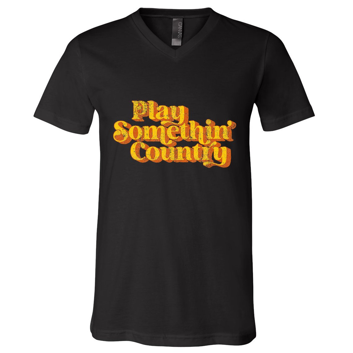 Play Something Country Music Saying Funny Retro 70S V-Neck T-Shirt