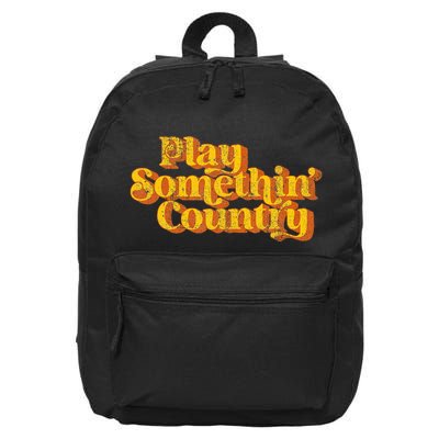 Play Something Country Music Saying Funny Retro 70S 16 in Basic Backpack