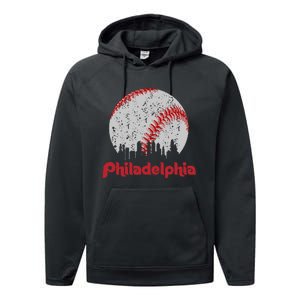 Philadelphia Skyline Cityscape Performance Fleece Hoodie