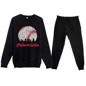 Philadelphia Skyline Cityscape Premium Crewneck Sweatsuit Set