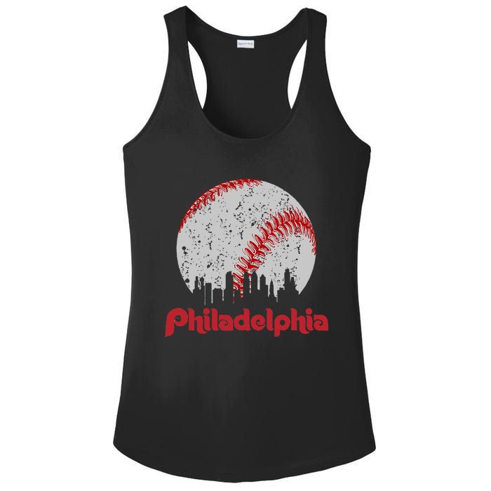 Philadelphia Skyline Cityscape Ladies PosiCharge Competitor Racerback Tank