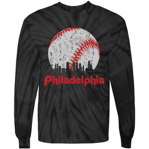 Philadelphia Skyline Cityscape Tie-Dye Long Sleeve Shirt