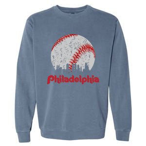 Philadelphia Skyline Cityscape Garment-Dyed Sweatshirt