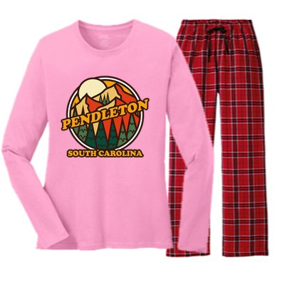 Pendleton South Carolina Mountain Hiking Souvenir Women's Long Sleeve Flannel Pajama Set 