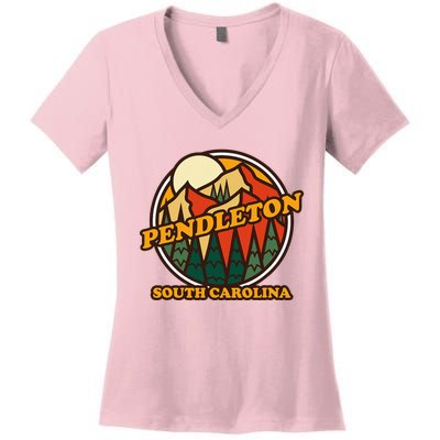 Pendleton South Carolina Mountain Hiking Souvenir Women's V-Neck T-Shirt