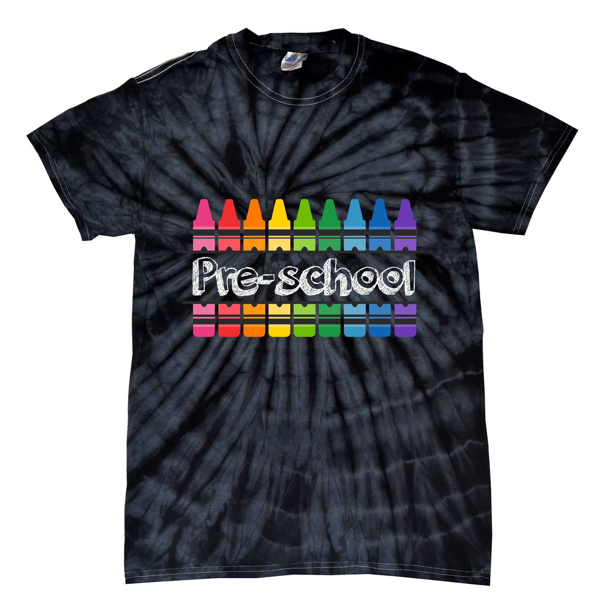Pre School Colorful Crayons Back To School Tie-Dye T-Shirt