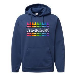 Pre School Colorful Crayons Back To School Performance Fleece Hoodie