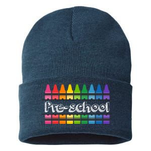 Pre School Colorful Crayons Back To School Sustainable Knit Beanie