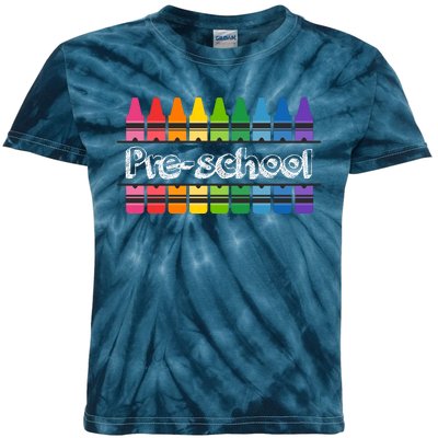 Pre School Colorful Crayons Back To School Kids Tie-Dye T-Shirt