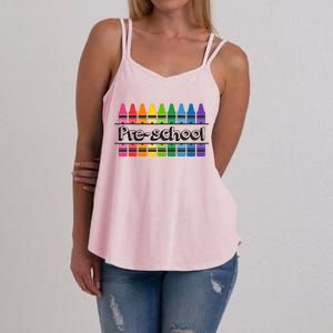 Pre School Colorful Crayons Back To School Women's Strappy Tank