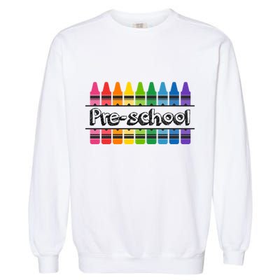 Pre School Colorful Crayons Back To School Garment-Dyed Sweatshirt