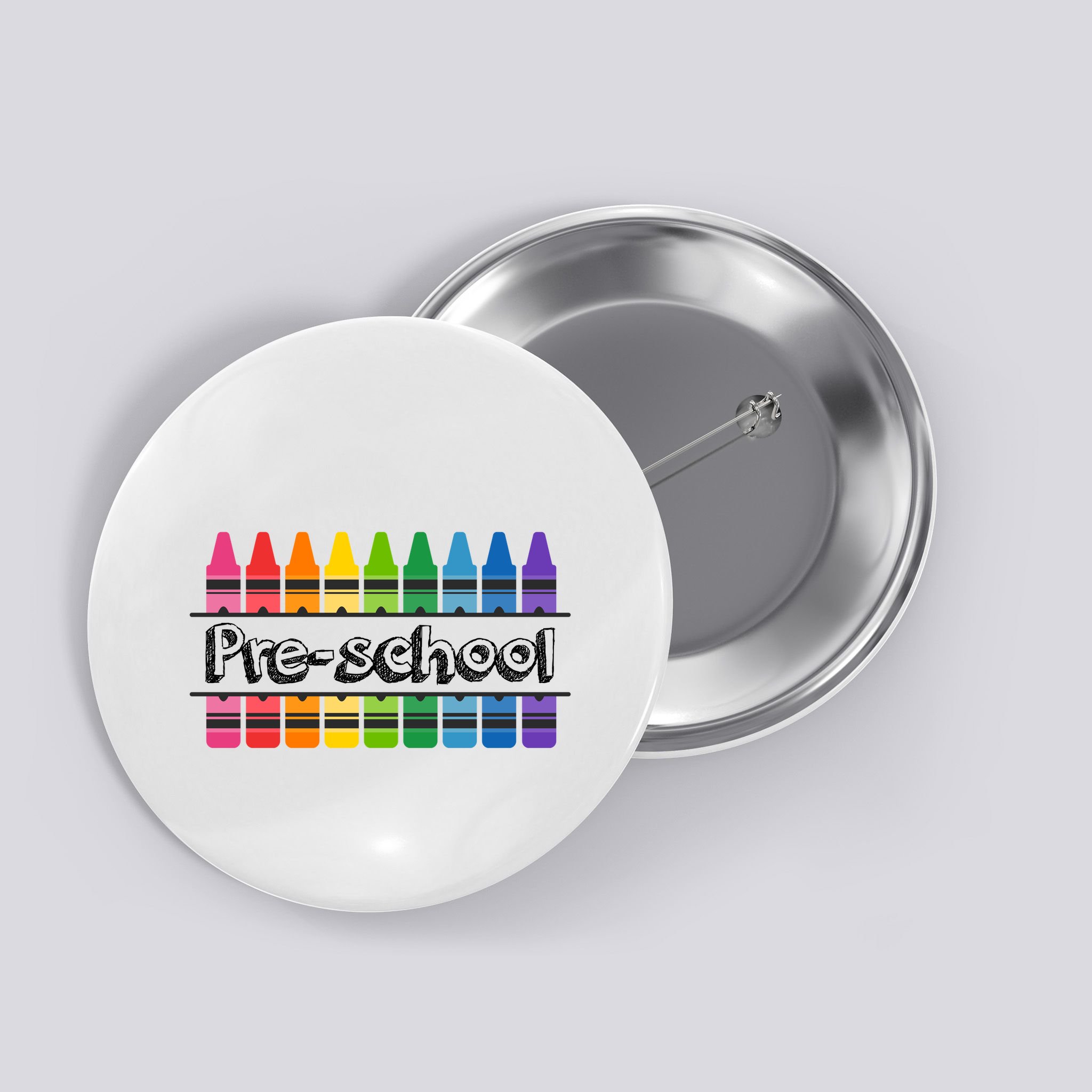 Pre School Colorful Crayons Back To School Button
