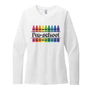 Pre School Colorful Crayons Back To School Womens CVC Long Sleeve Shirt