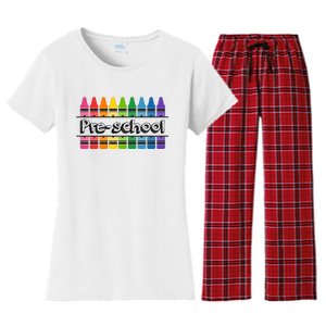 Pre School Colorful Crayons Back To School Women's Flannel Pajama Set