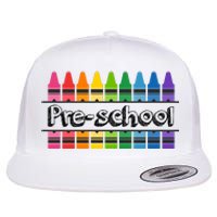 Pre School Colorful Crayons Back To School Flat Bill Trucker Hat