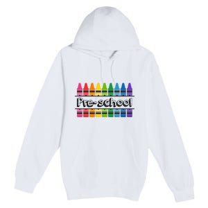 Pre School Colorful Crayons Back To School Premium Pullover Hoodie