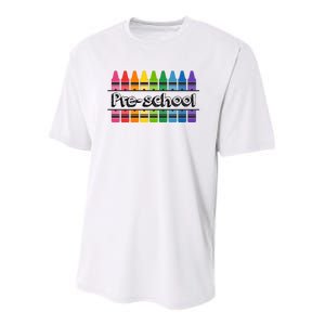 Pre School Colorful Crayons Back To School Youth Performance Sprint T-Shirt