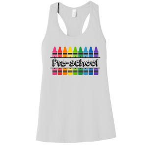 Pre School Colorful Crayons Back To School Women's Racerback Tank