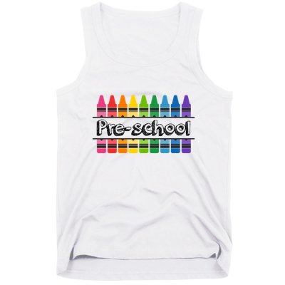 Pre School Colorful Crayons Back To School Tank Top