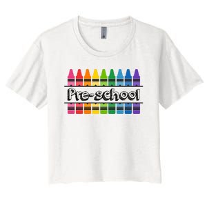 Pre School Colorful Crayons Back To School Women's Crop Top Tee