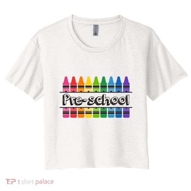 Pre School Colorful Crayons Back To School Crop Top