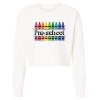 Pre School Colorful Crayons Back To School Cropped Pullover Crew