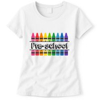Pre School Colorful Crayons Back To School Womens T-Shirt