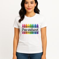 Pre School Colorful Crayons Back To School Womens T-Shirt