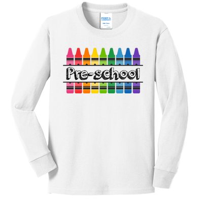 Pre School Colorful Crayons Back To School Kids Long Sleeve Shirt