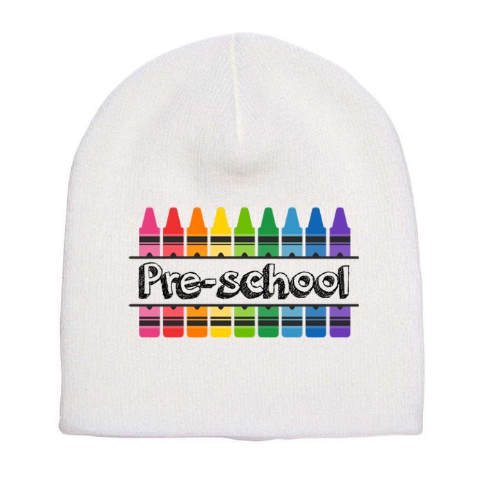 Pre School Colorful Crayons Back To School Short Acrylic Beanie