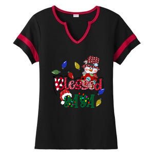 Personalized Snow Christmas Gift Blessed Yaya Great Gift Ladies Halftime Notch Neck Tee