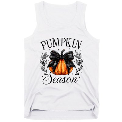 Pumpkin Season Coquette Bow Thankful Autumn Thanksgiving Tank Top