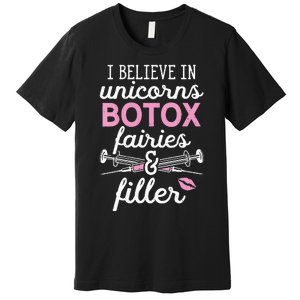 Plastic Surgery Cosmetic Nurse Lips Injector Unicorns Botox Premium T-Shirt