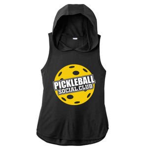 Pickleball Social Club Pickleball Gift Ladies PosiCharge Tri-Blend Wicking Draft Hoodie Tank