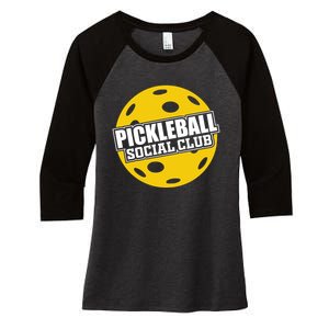 Pickleball Social Club Pickleball Gift Women's Tri-Blend 3/4-Sleeve Raglan Shirt