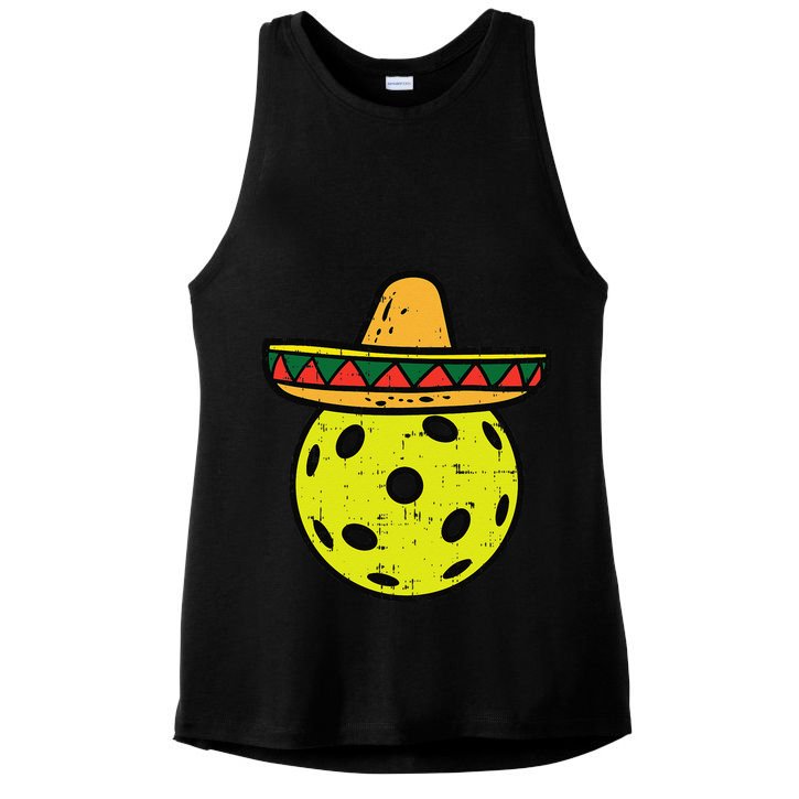 Pickleball Sombrero Cinco De Mayo Fiesta Sport Mexican Ladies PosiCharge Tri-Blend Wicking Tank