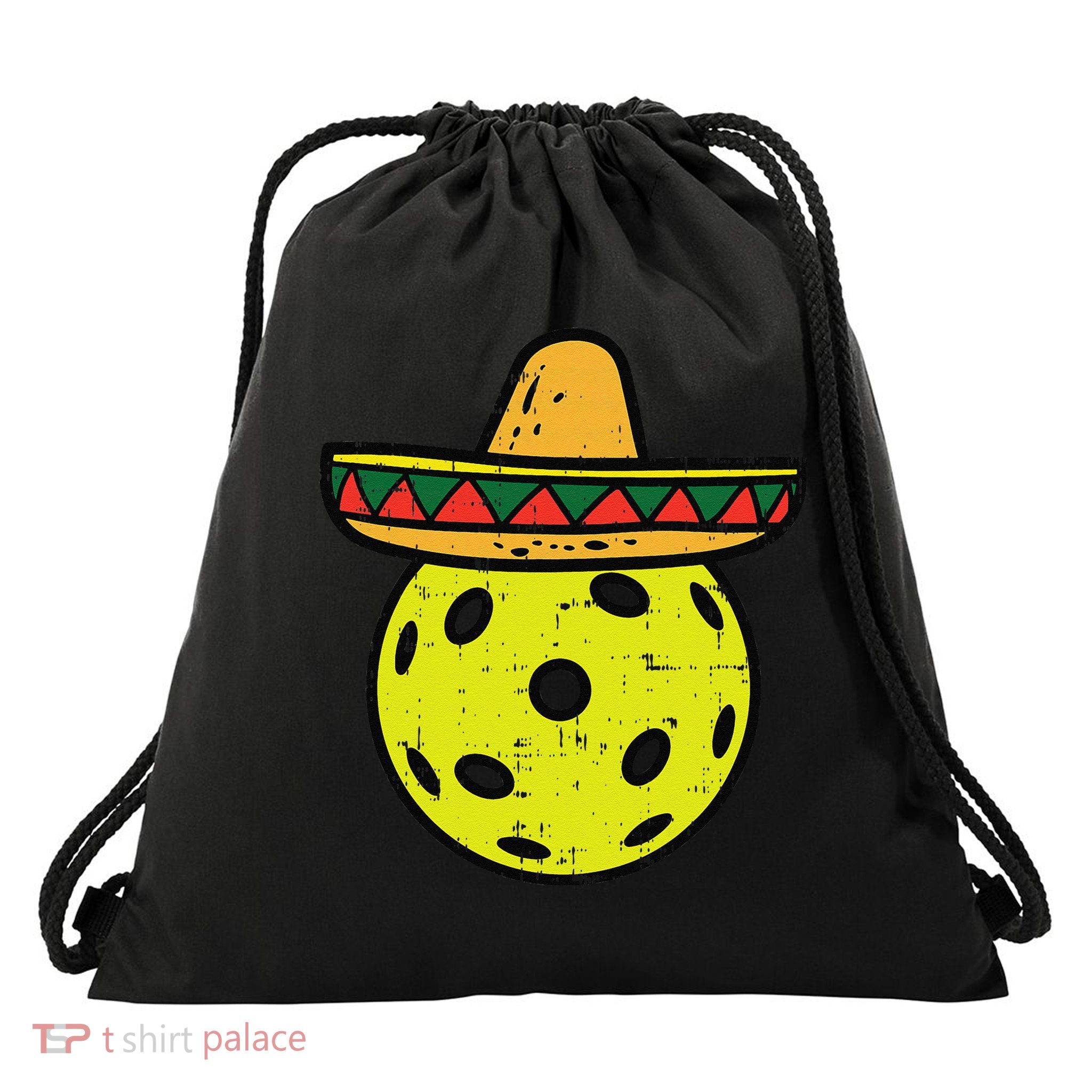 Pickleball Sombrero Cinco De Mayo Fiesta Sport Mexican Drawstring Bag
