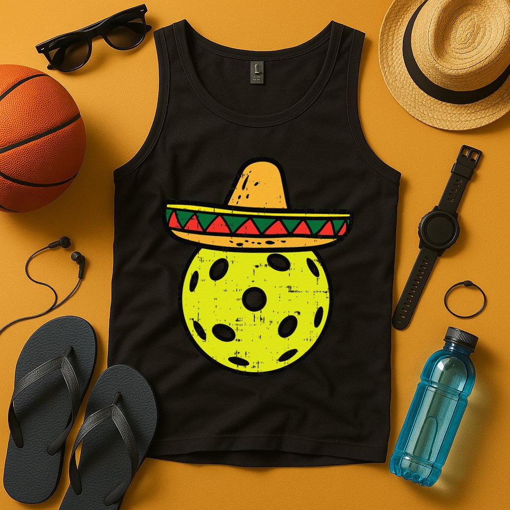 Pickleball Sombrero Cinco De Mayo Fiesta Sport Mexican Tank Top