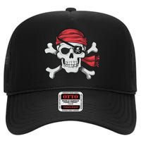 Pirate Skull Crossbones Halloween Costume High Crown Mesh Back Trucker Hat