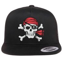 Pirate Skull Crossbones Halloween Costume Flat Bill Trucker Hat