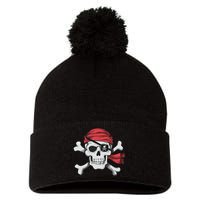 Pirate Skull Crossbones Halloween Costume Pom Pom 12in Knit Beanie