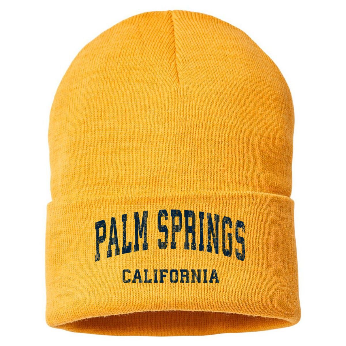Palm Springs California Ca Vintage Varsity Sports Sustainable Knit Beanie