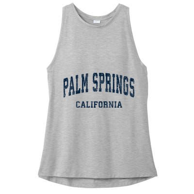 Palm Springs California Ca Vintage Varsity Sports Ladies PosiCharge Tri-Blend Wicking Tank
