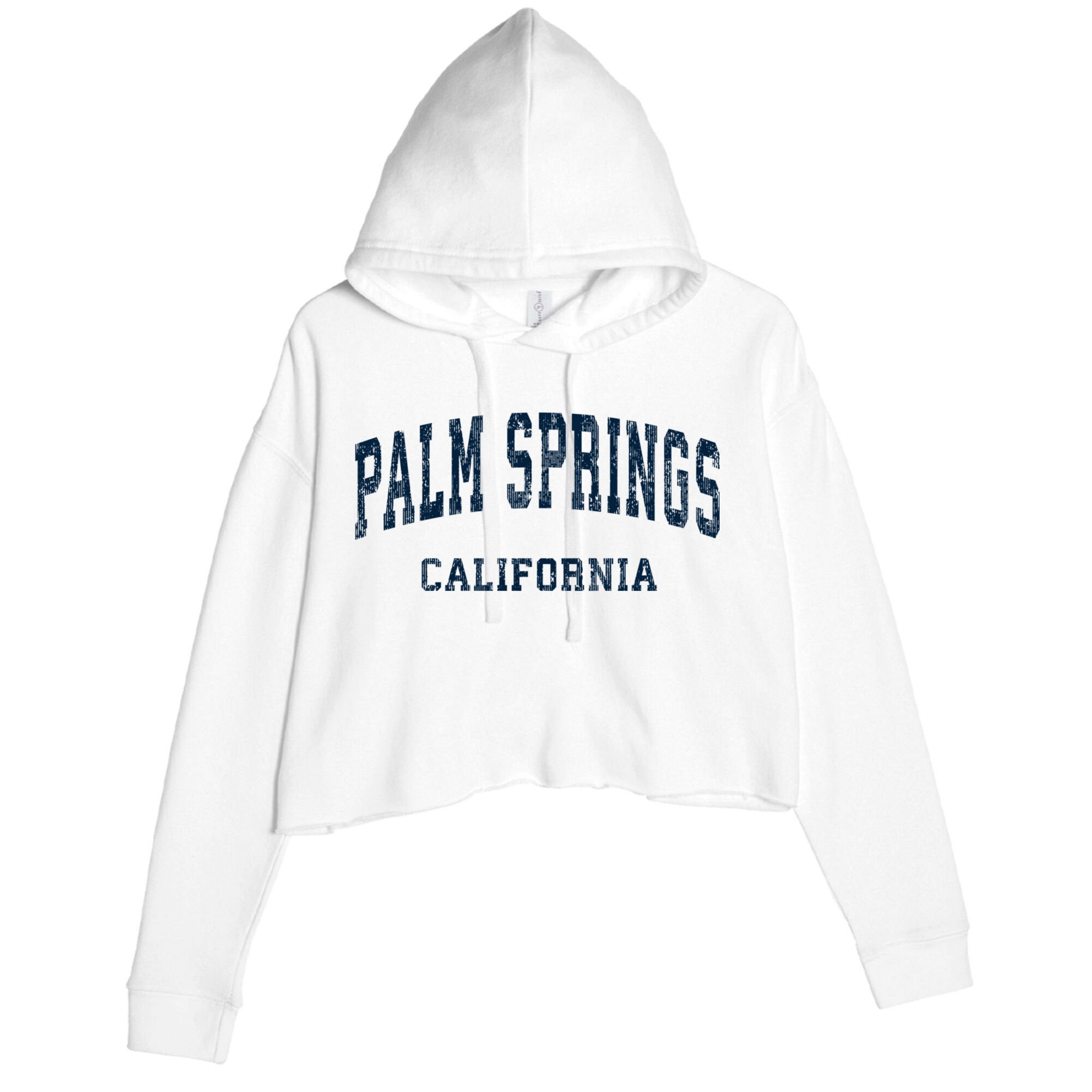 Palm Springs California Ca Vintage Varsity Sports Crop Fleece Hoodie