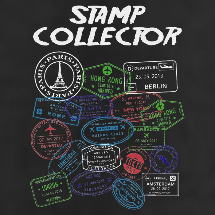 Passport Stamp Collector Wanderer And Adventurer Garment-Dyed Fleece Hoodie