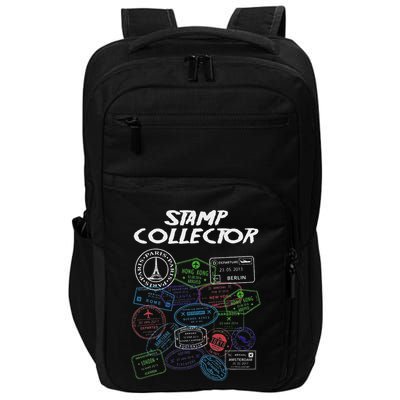 Passport Stamp Collector Wanderer And Adventurer Impact Tech Backpack