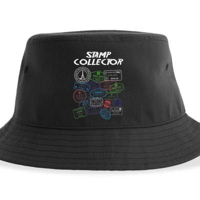 Passport Stamp Collector Wanderer And Adventurer Sustainable Bucket Hat