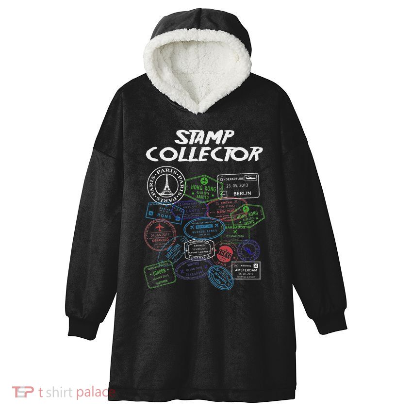 Passport Stamp Collector Wanderer And Adventurer Hooded Wearable Blanket